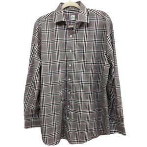 Peter‎ Millar Shirt Mens Large Plaid Gray Long Sleeve